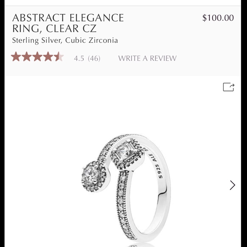 Pandora Abstract Elegance Ring: Size 5